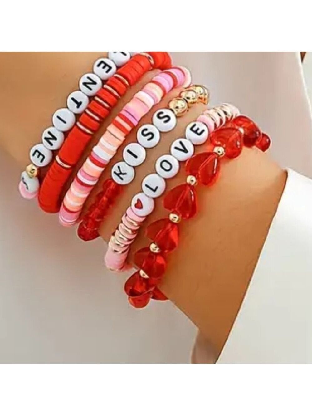 Colorful Valentine's Beaded Bracelets - Picture 2 of 3